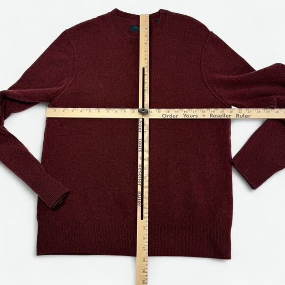 AllSaints Patern Crew Sweater Mens L Burgundy Wool Blend Knit Pullover M047KA - Picture 3 of 9